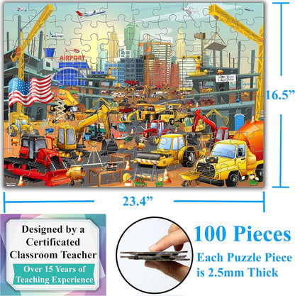 Think2Master Colorful Alphabet & Numbers 100 Pieces Jigsaw Puzzlef. Great Gift Size:23.4” X 16.5”