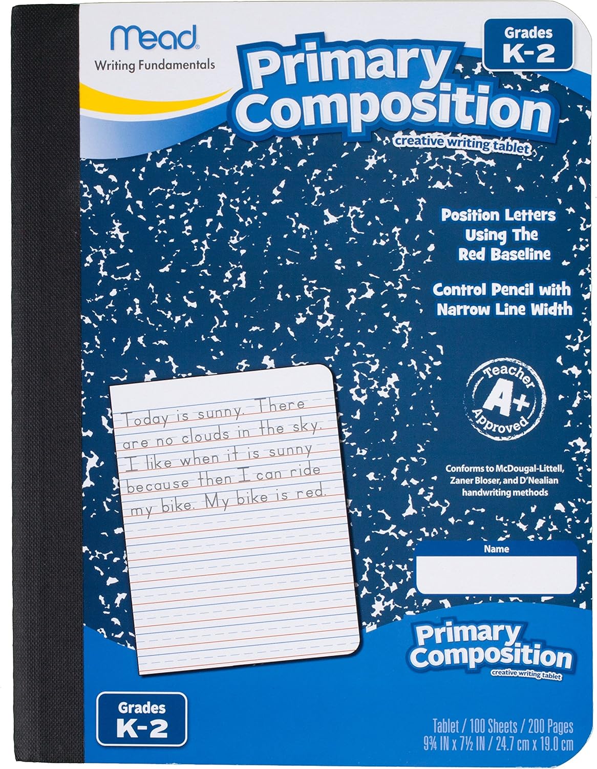 Mead Learn to Letter Writing Tablet, Handwriting Practice Pad Grades PK-1, 10" x 8", Solid & Dotted Raised Ruling, 40 Sheets, 4 Pack (480018)