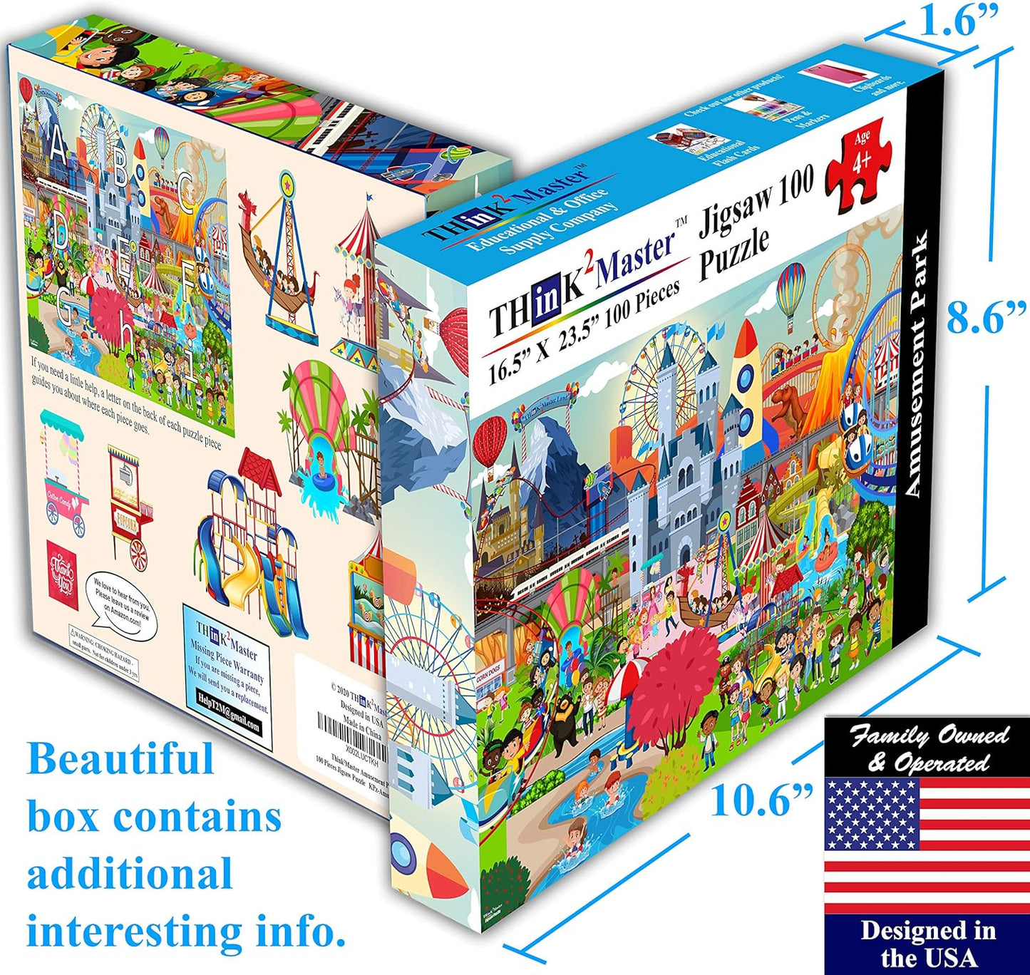 Think2Master Colorful Alphabet & Numbers 100 Pieces Jigsaw Puzzlef. Great Gift Size:23.4” X 16.5”