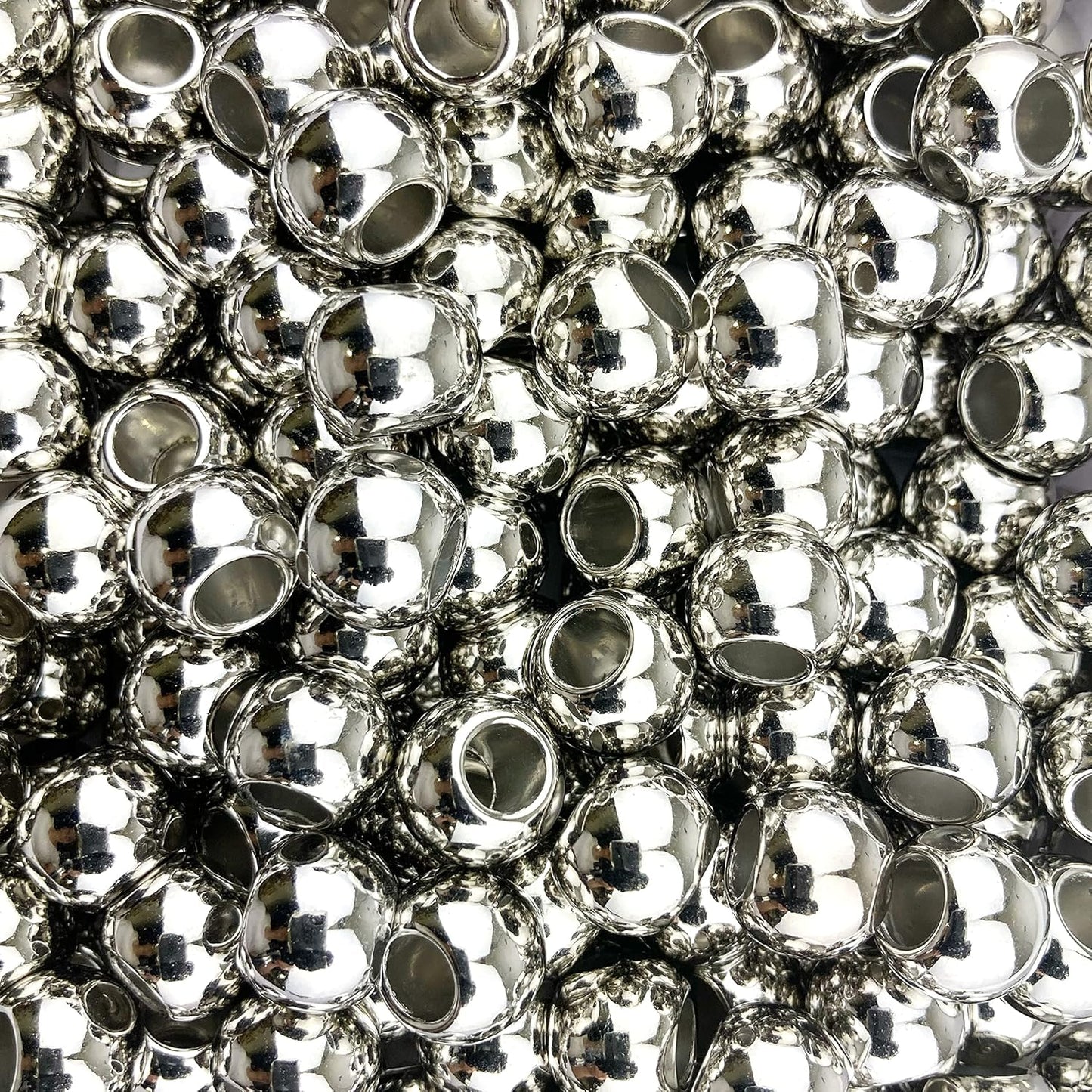 300 Acrylic Large Hole Beads for Crafts and for Hair 10mm x 12mm Acrylic Barrel Beads with 5.7mm Large Hole, Glossy Primary Assortment