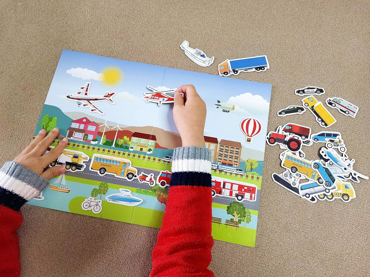 Magnetic Portable Playboard Cute Zoo Ainimal Magnets Create Scene for Learning Travel Toy (51 Pcs)