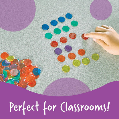 Learning Resources Transparent Color Counting Chips - 250 Pieces, Ages 5+ Math Counters for Kids, Counting Chips, Perfect for Bingo Games