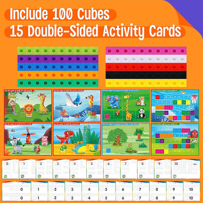 SpriteGru Math Linking Cubes, Math Cubes Manipulatives with Activity Cards Linking Cube Math Counters for Kids Kindergarten Learning Activities