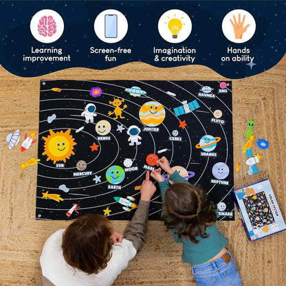 BONNYCO Solar System for Kids Toys with 61 Felt Figures. Space Montessori Toys, Girls Boys Birthday Gifts Planets. Felt Board for Toddlers Story, Educational Kids Gifts 3 4 5 6 7 8 Years, Christmas