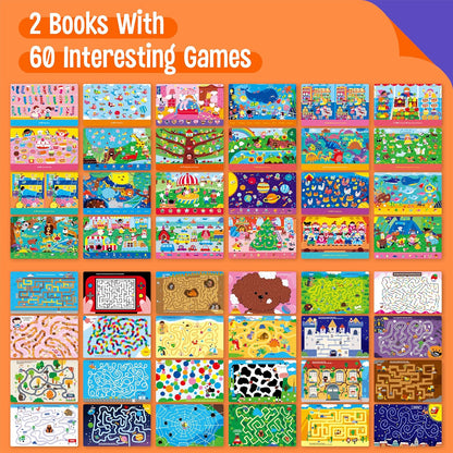 Logic Puzzles Game Pad, 30 Reusable & Erasable Logical Thinking Games-Sudoku, Scavenger Hunt, Math Games, Dry Erase Brain-Boosting Puzzles Activities Pad for Kids, Road Trip, Airplane & Car Travel
