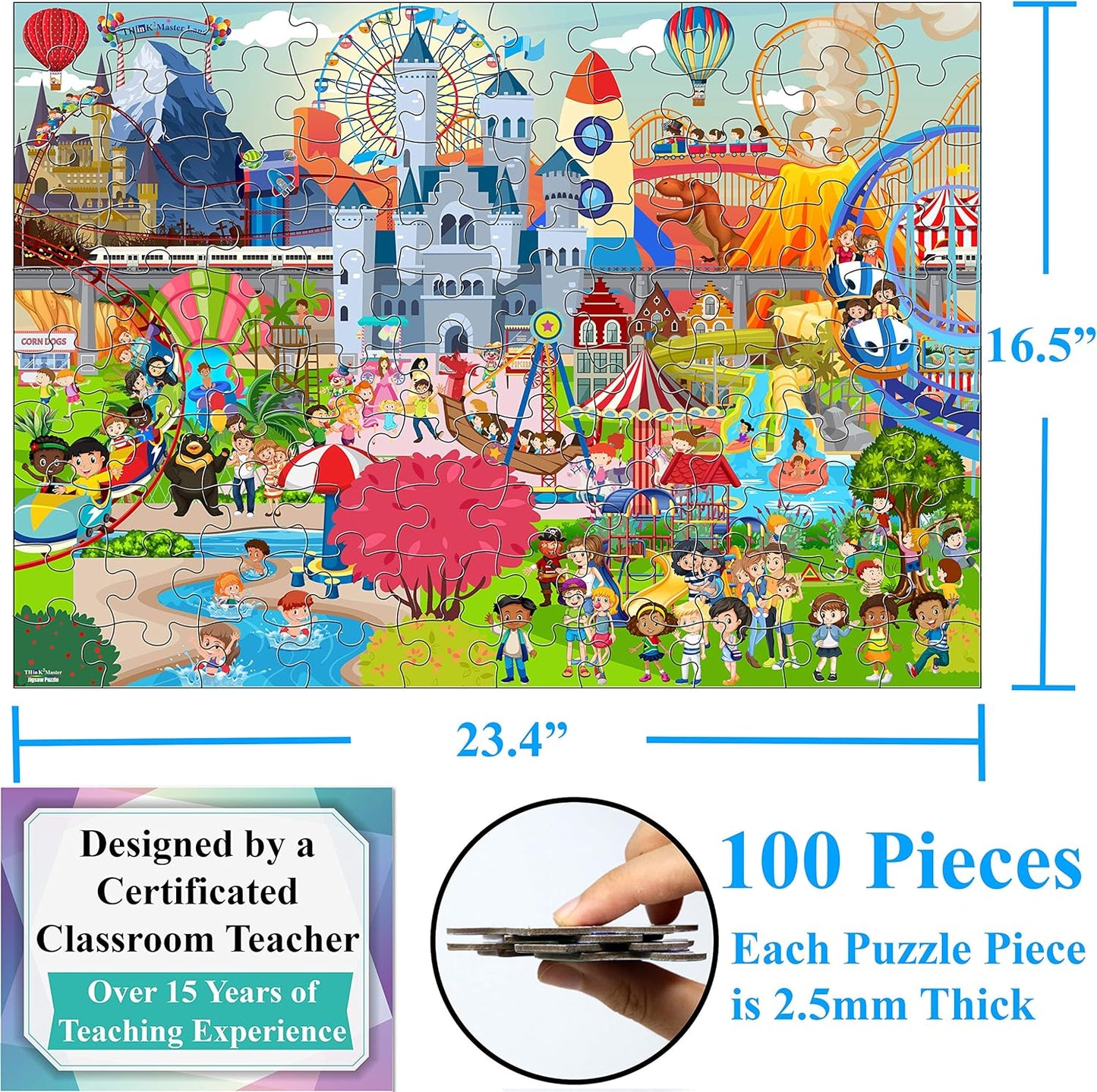 Think2Master Colorful Alphabet & Numbers 100 Pieces Jigsaw Puzzlef. Great Gift Size:23.4” X 16.5”