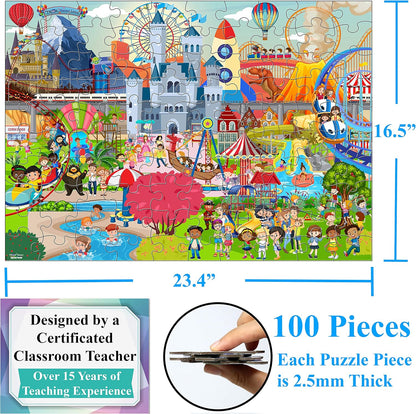 Think2Master Colorful Alphabet & Numbers 100 Pieces Jigsaw Puzzlef. Great Gift Size:23.4” X 16.5”