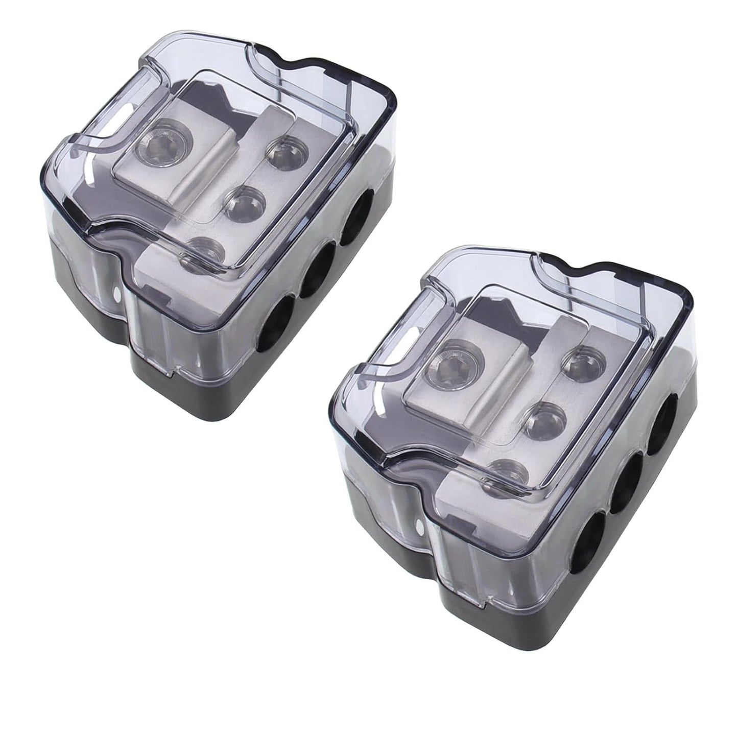 3 Way Power Distribution Block, 0/2/4 AWG Gauge in, 4/8/10 Gauge Out, Car Audio Stereo Amp Ground Distributor Connecting Block for Car Audio Amplifier Splitter (1 in 3 Out) 2 Pack