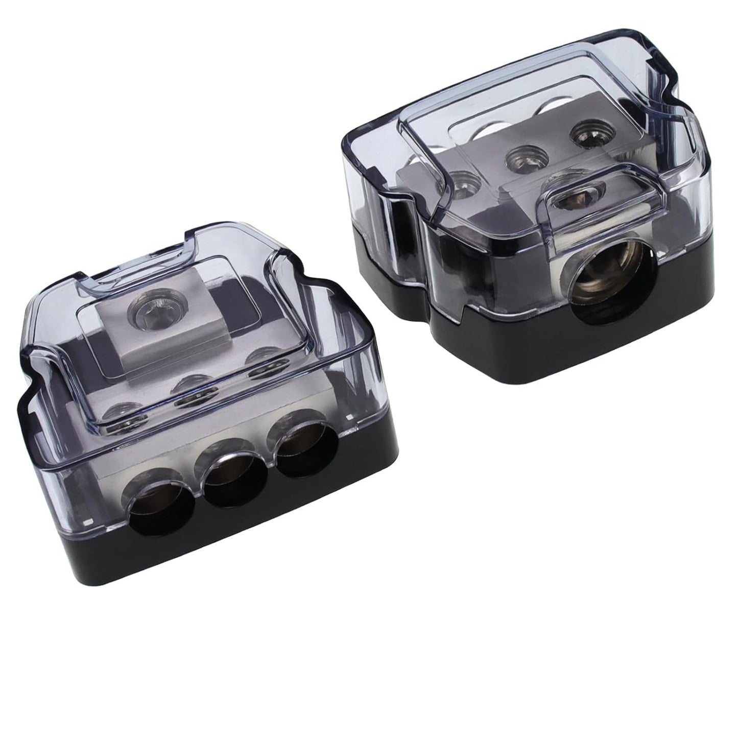 3 Way Power Distribution Block, 0/2/4 AWG Gauge in, 4/8/10 Gauge Out, Car Audio Stereo Amp Ground Distributor Connecting Block for Car Audio Amplifier Splitter (1 in 3 Out) 2 Pack