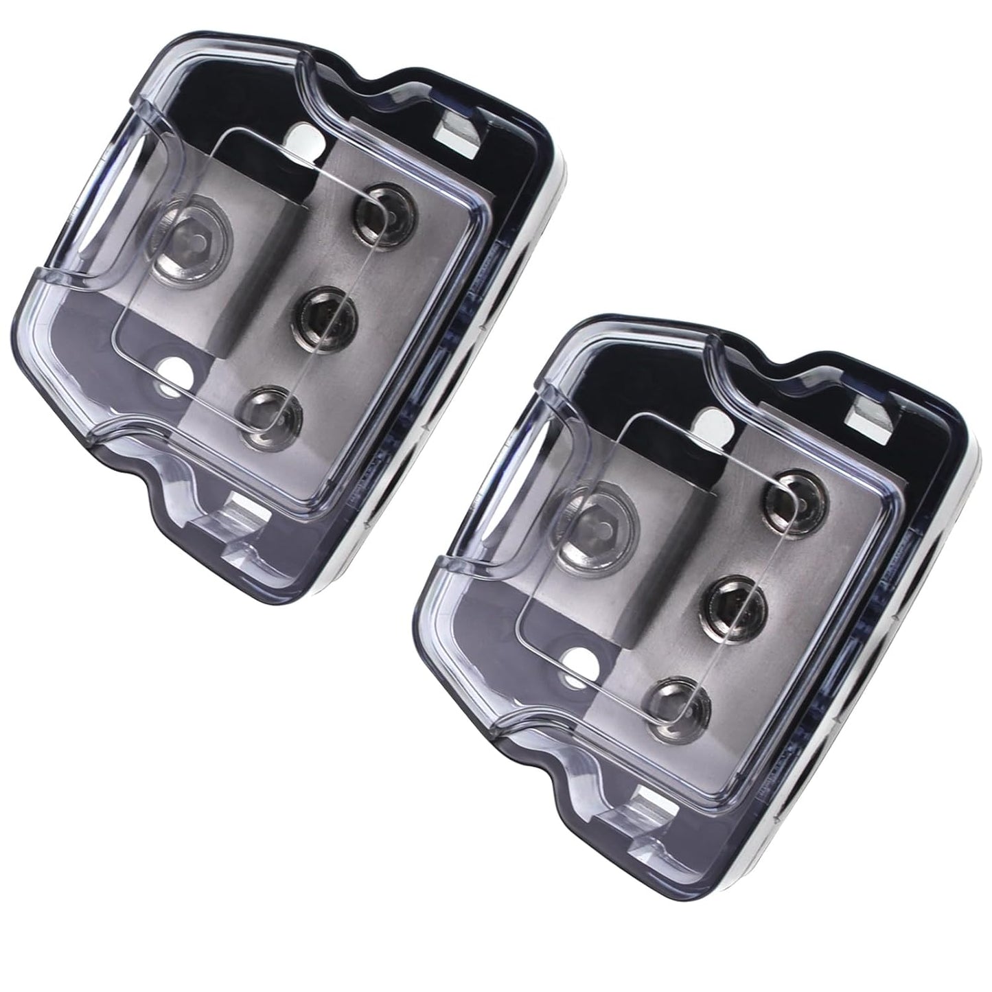 3 Way Power Distribution Block, 0/2/4 AWG Gauge in, 4/8/10 Gauge Out, Car Audio Stereo Amp Ground Distributor Connecting Block for Car Audio Amplifier Splitter (1 in 3 Out) 2 Pack
