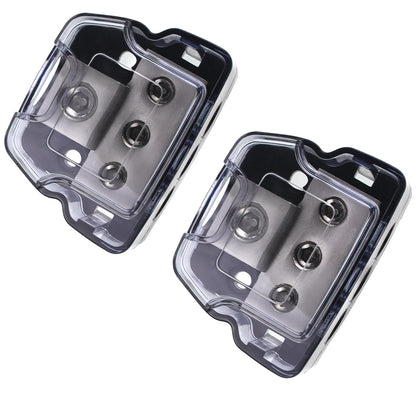 3 Way Power Distribution Block, 0/2/4 AWG Gauge in, 4/8/10 Gauge Out, Car Audio Stereo Amp Ground Distributor Connecting Block for Car Audio Amplifier Splitter (1 in 3 Out) 2 Pack