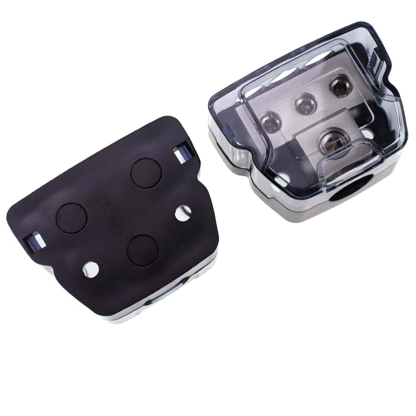 3 Way Power Distribution Block, 0/2/4 AWG Gauge in, 4/8/10 Gauge Out, Car Audio Stereo Amp Ground Distributor Connecting Block for Car Audio Amplifier Splitter (1 in 3 Out) 2 Pack
