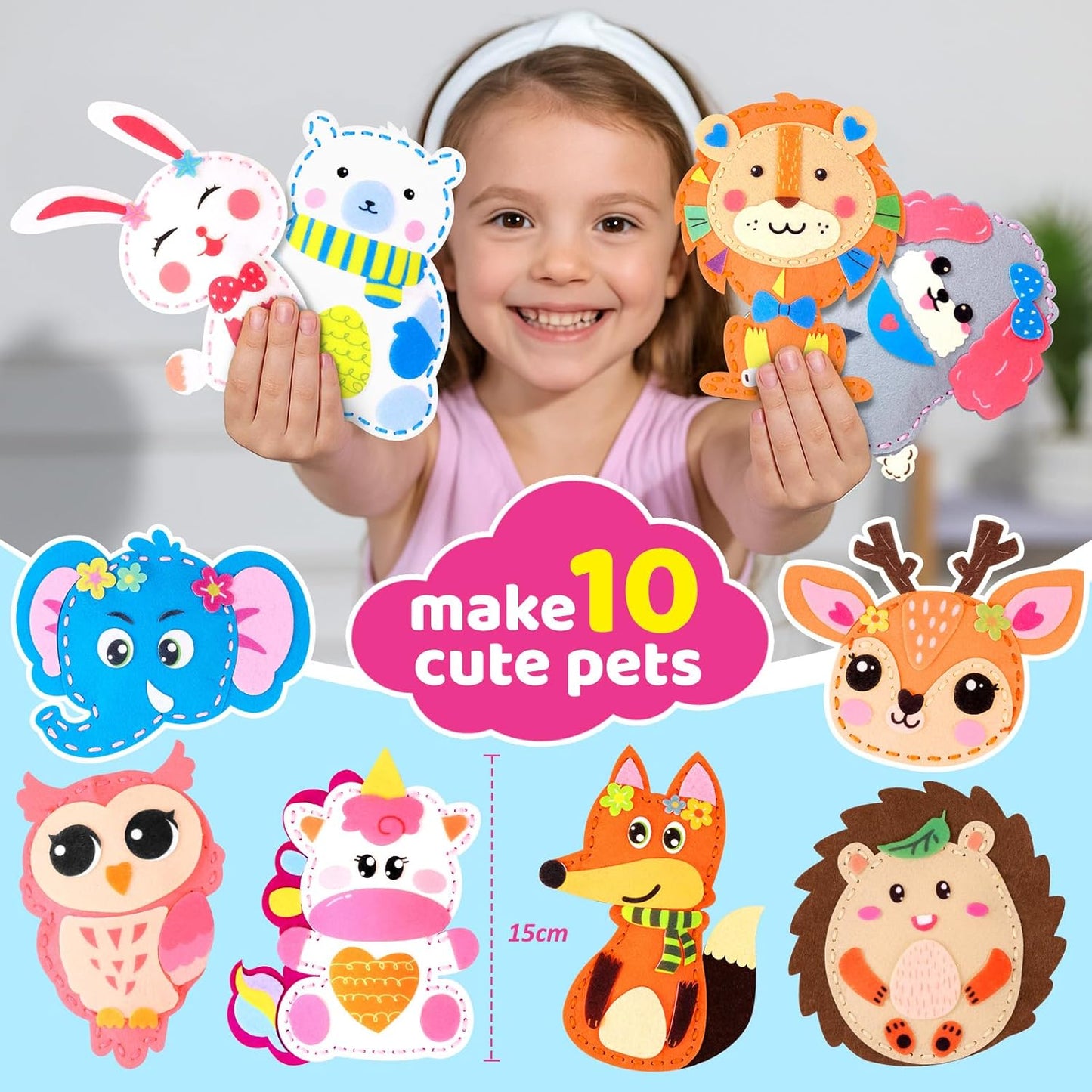 Pop Beads Crafts Kit and Animal Sewing Kit for Kids