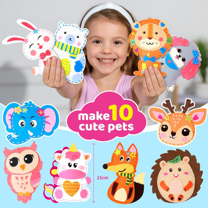 Pop Beads Crafts Kit and Animal Sewing Kit for Kids