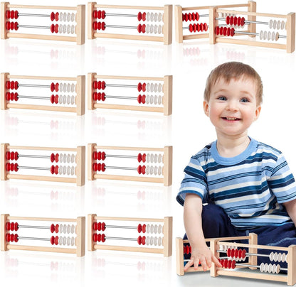 8 Pcs Mini 20-Bead Wooden Rekenrek Abacus, Abacus for Kids Math, Math Counters Manipulatives Counting Rack for Kids Educational Toys Elementary Toddlers Preschool Learning