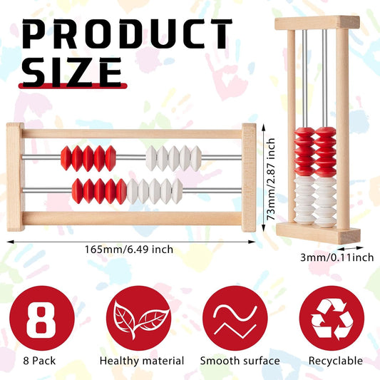 8 Pcs Mini 20-Bead Wooden Rekenrek Abacus, Abacus for Kids Math, Math Counters Manipulatives Counting Rack for Kids Educational Toys Elementary Toddlers Preschool Learning