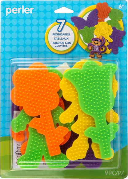 22645 Fuse Bead Pegboards 7-Pack-Boy/Girl/Bear/Monkey/Butterfly/2 Flowers