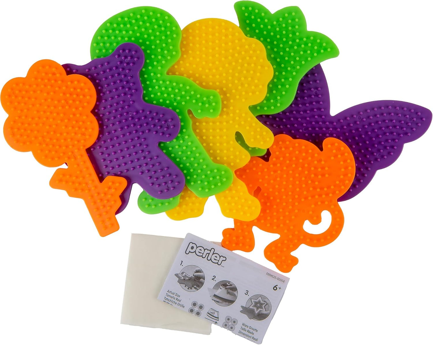22645 Fuse Bead Pegboards 7-Pack-Boy/Girl/Bear/Monkey/Butterfly/2 Flowers