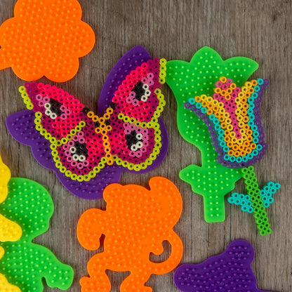 22645 Fuse Bead Pegboards 7-Pack-Boy/Girl/Bear/Monkey/Butterfly/2 Flowers