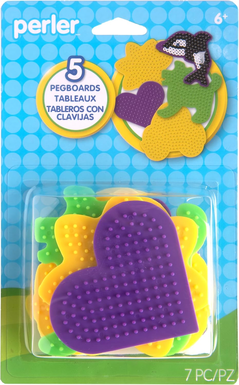22645 Fuse Bead Pegboards 7-Pack-Boy/Girl/Bear/Monkey/Butterfly/2 Flowers