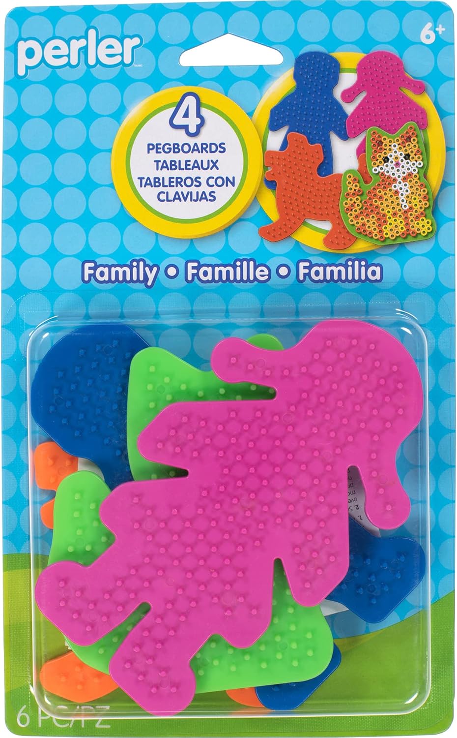 22645 Fuse Bead Pegboards 7-Pack-Boy/Girl/Bear/Monkey/Butterfly/2 Flowers