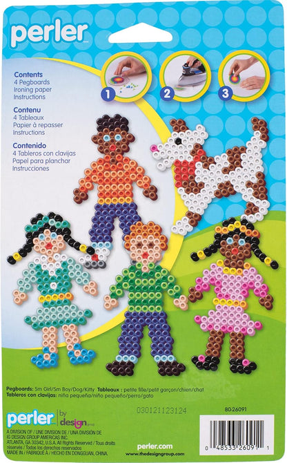 22645 Fuse Bead Pegboards 7-Pack-Boy/Girl/Bear/Monkey/Butterfly/2 Flowers