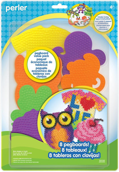 22645 Fuse Bead Pegboards 7-Pack-Boy/Girl/Bear/Monkey/Butterfly/2 Flowers