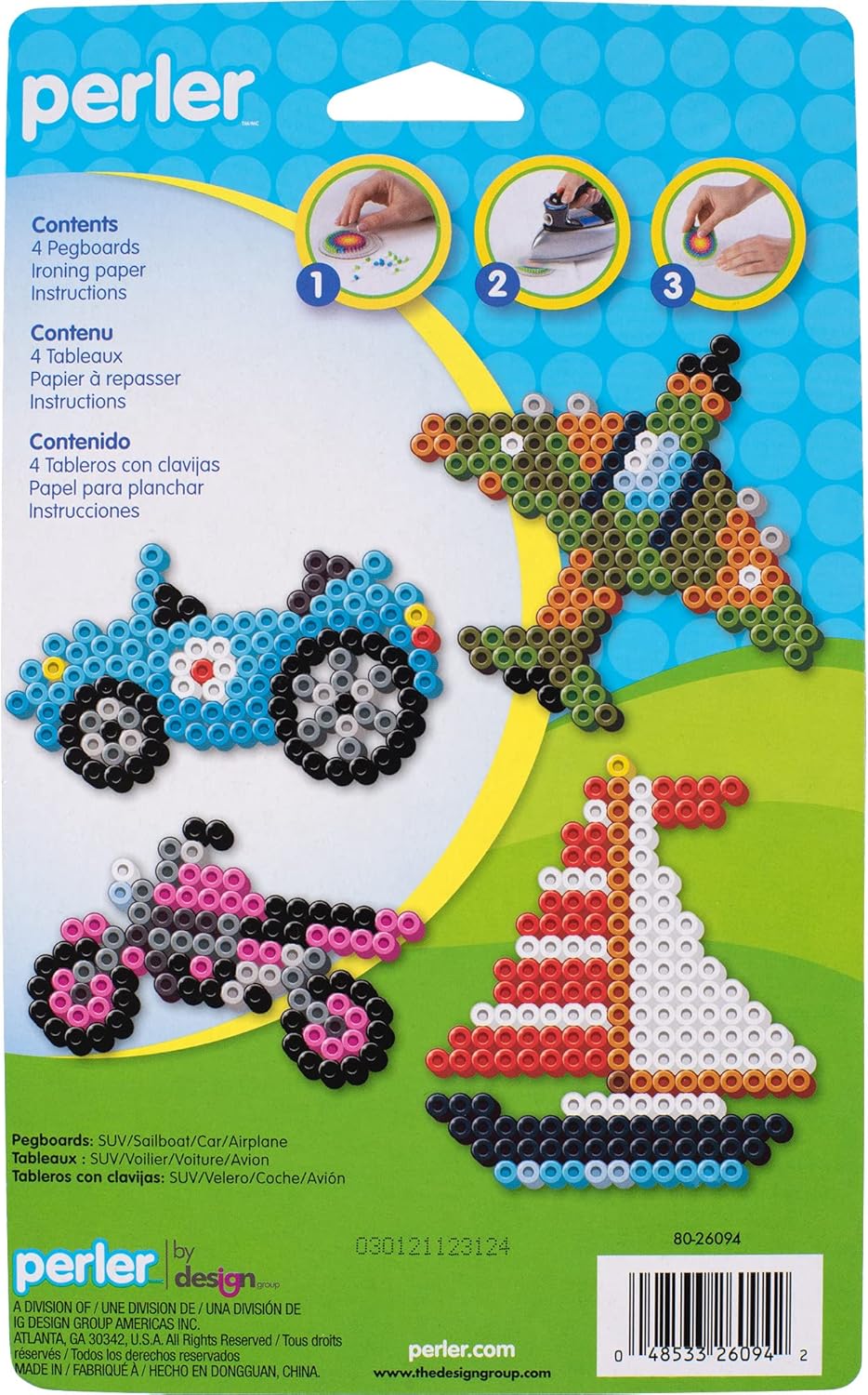 22645 Fuse Bead Pegboards 7-Pack-Boy/Girl/Bear/Monkey/Butterfly/2 Flowers