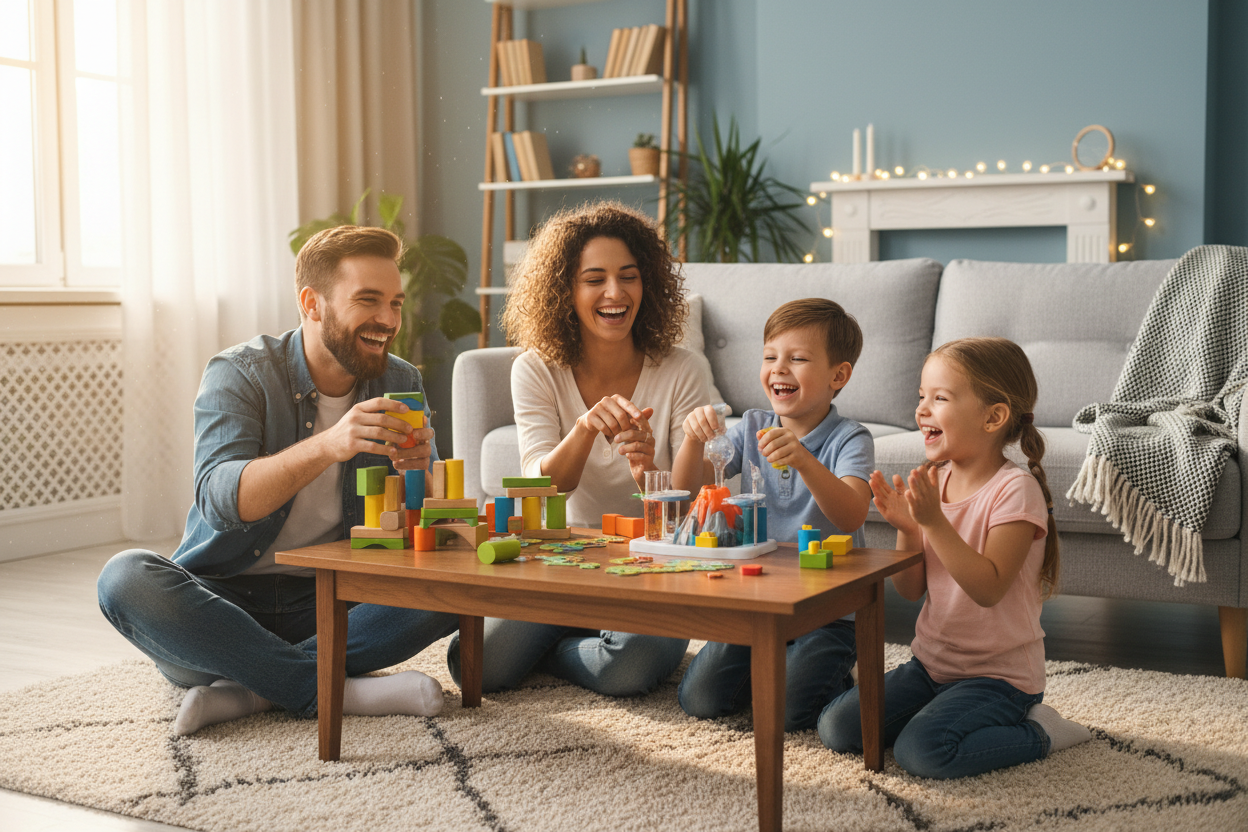 Family Playing with Educational Toys