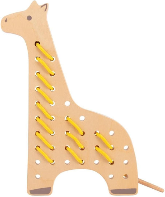 Kaplan Early Learning Safari Wooden Lacing Animals - Set of 5 Animals, Colorful Laces, and Pattern Cards for Creating Realistic or Abstract Patterns