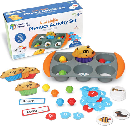 Mini Muffin Match Math Activity Set - 76 Pieces, Ages 3+, Counting Games for Kids, Preschool Toys, Homeschool Montessori Activities, Gifts for Boys and Girls