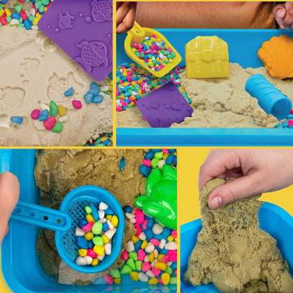 Sea Life Sensory Bin - Includes Storage Case, Moldable Sands, Molds, Shovel, Toys for Kids 3-7