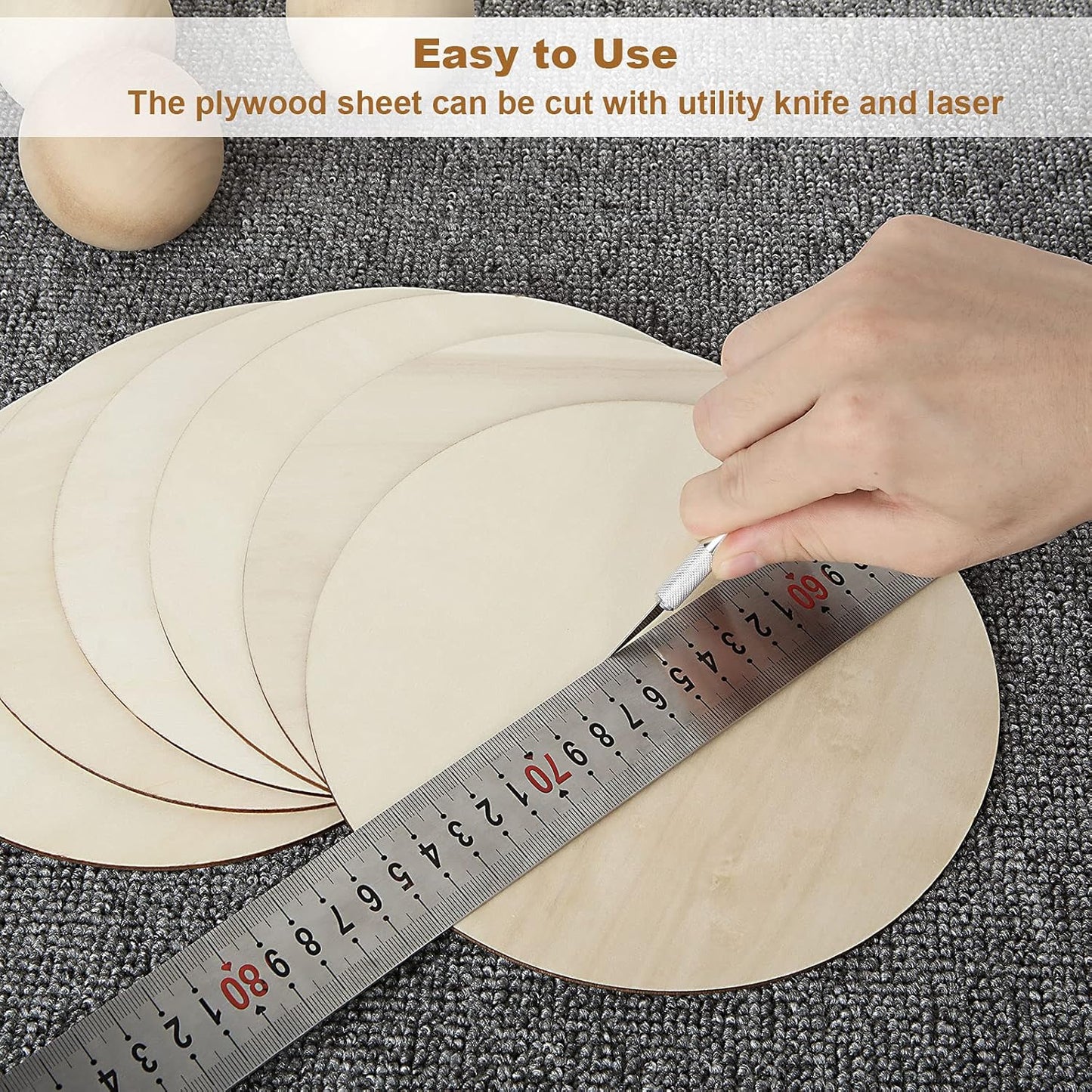 40 PCS 8 Inch Wooden Circles for Crafts 1/8" Thick Unfinished Round Wood Circles 3 mm Natural Wooden Discs Blank Wood Circles for Painting, Door Hanger, Coaster, Engraving, Cutouts, Home Decoration