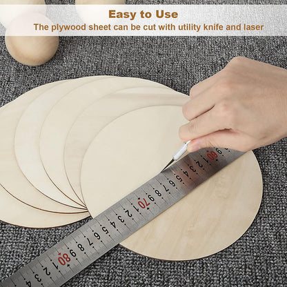 40 PCS 8 Inch Wooden Circles for Crafts 1/8" Thick Unfinished Round Wood Circles 3 mm Natural Wooden Discs Blank Wood Circles for Painting, Door Hanger, Coaster, Engraving, Cutouts, Home Decoration