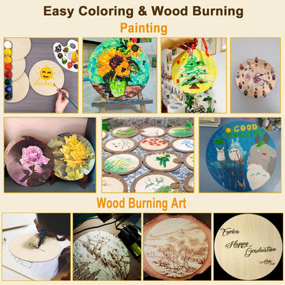 40 PCS 8 Inch Wooden Circles for Crafts 1/8" Thick Unfinished Round Wood Circles 3 mm Natural Wooden Discs Blank Wood Circles for Painting, Door Hanger, Coaster, Engraving, Cutouts, Home Decoration