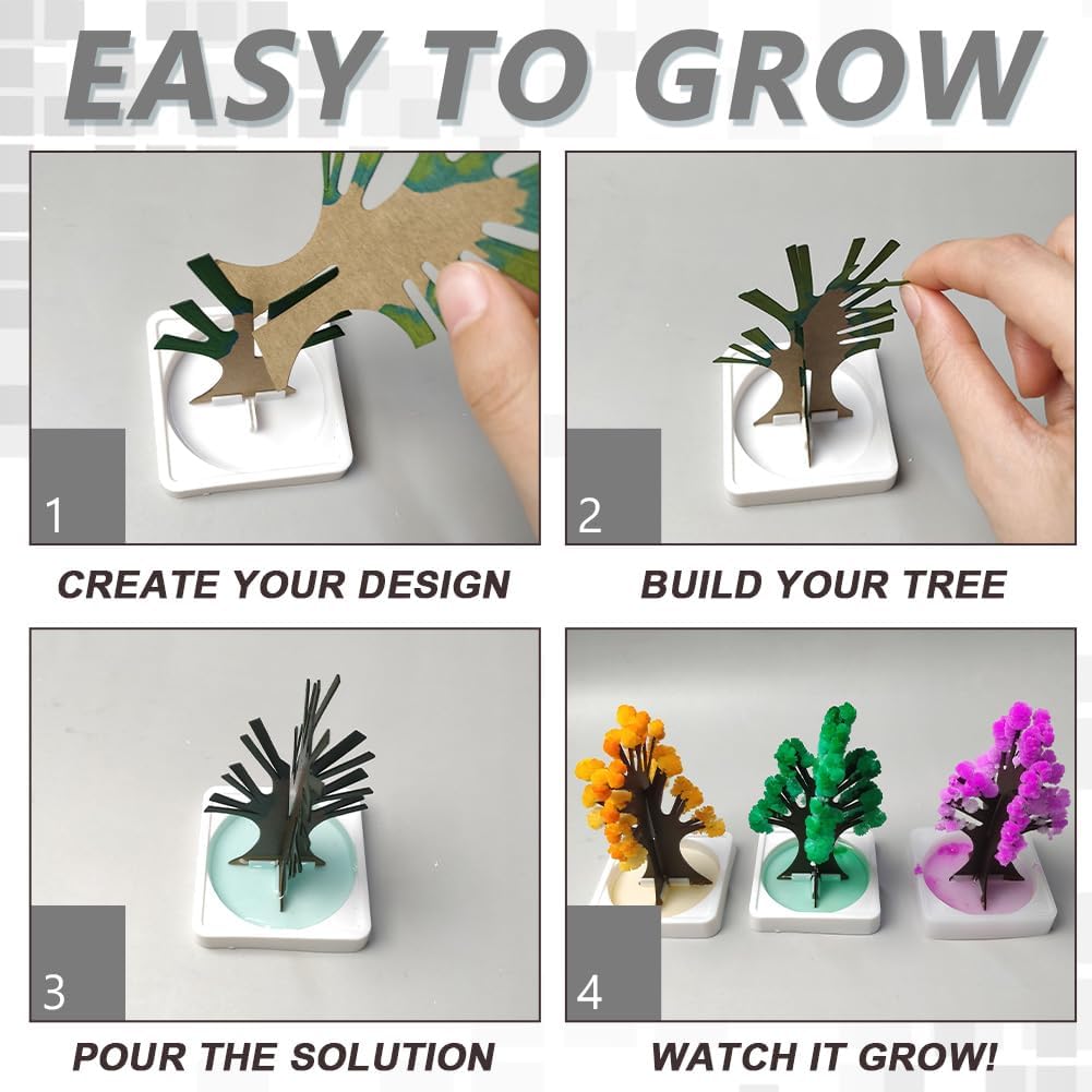 3 Sets Crystal Growing Kit Science Experiments to Grow 3 Crystal Trees,Grow Your Own Crystals Craft Science Kit Gift for Arts and Crafts DIY Projects Supplies