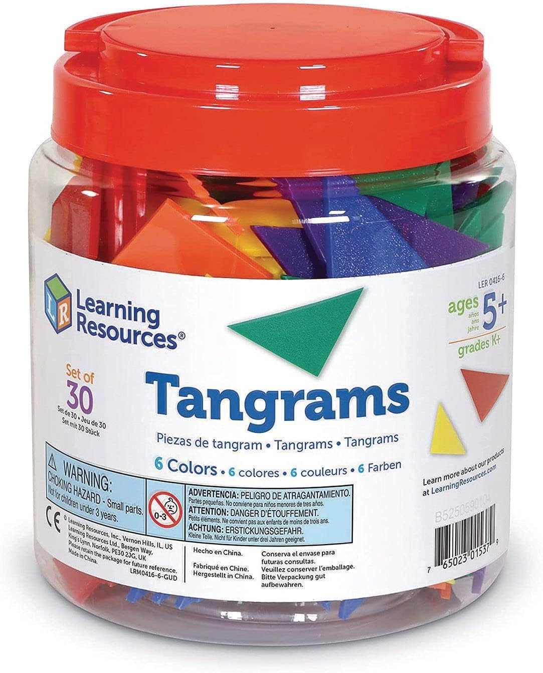 Classpack Tangrams, Set of 30 (210 pcs), 6 assorted Colors
