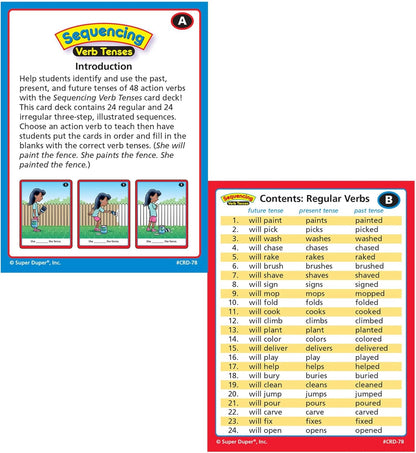 Sequencing Regular and Irregular Verb Tenses Fun Deck | Early Reader and Grammar Flash Cards | Educational Learning Materials for Children