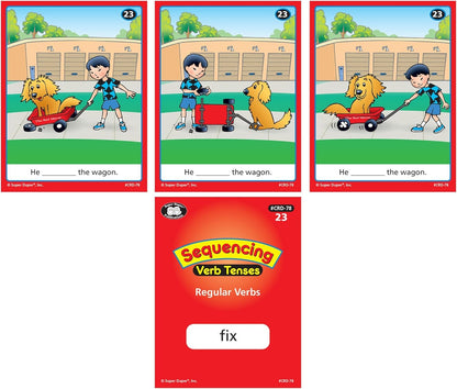 Sequencing Regular and Irregular Verb Tenses Fun Deck | Early Reader and Grammar Flash Cards | Educational Learning Materials for Children