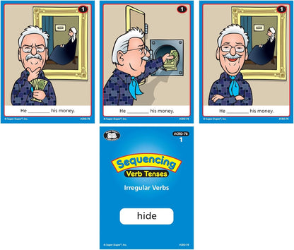 Sequencing Regular and Irregular Verb Tenses Fun Deck | Early Reader and Grammar Flash Cards | Educational Learning Materials for Children