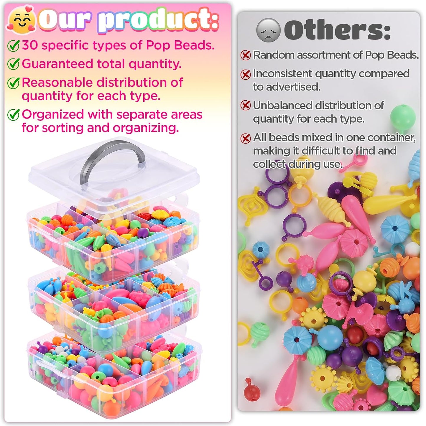 80 Pcs Hair Clips for Girls，700 Pcs+ Snap Pop Beads Creativity DIY Crafts for Kids