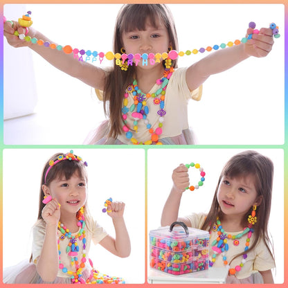 80 Pcs Hair Clips for Girls，700 Pcs+ Snap Pop Beads Creativity DIY Crafts for Kids