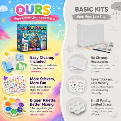 Rock Painting Kit for Kids Ages 6–12, Arts & Crafts Set, Creative Art Toys, Glow-in-the-Dark Rocks to Paint, Gifts for Birthdays & Holidays, Stocking Stuffers