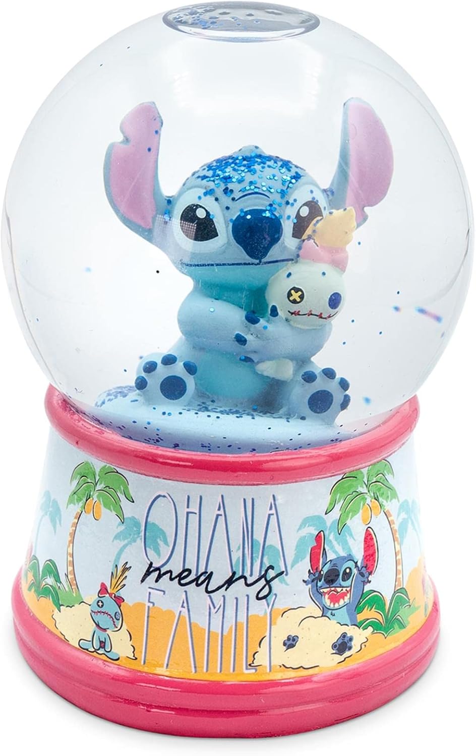 Lilo & Stitch Ohana Light-Up Snow Globe with Swirling Glitter Display Decoration | Home Decor for Kids Room Essentials | Precious Keepsake, Cute Novelty Gifts and Collectibles | 6 Inches Tall