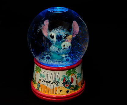 Lilo & Stitch Ohana Light-Up Snow Globe with Swirling Glitter Display Decoration | Home Decor for Kids Room Essentials | Precious Keepsake, Cute Novelty Gifts and Collectibles | 6 Inches Tall