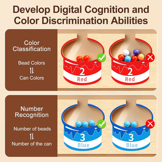 Magnetic Color and Number Maze - Montessori Puzzle Board for Toddlers Ages 3-5, Sorting & Counting Matching Games, Fine Motor Skills Toy , Wooden Preschool Learning Activities for Kids, birthday Gifts