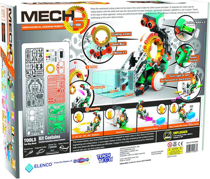 Teach Tech Mech 5, Mechanical Coding Robot, Coding Wheel Makes Robot Throw, Lift, kick, Draw and More, Ages 10 and Older