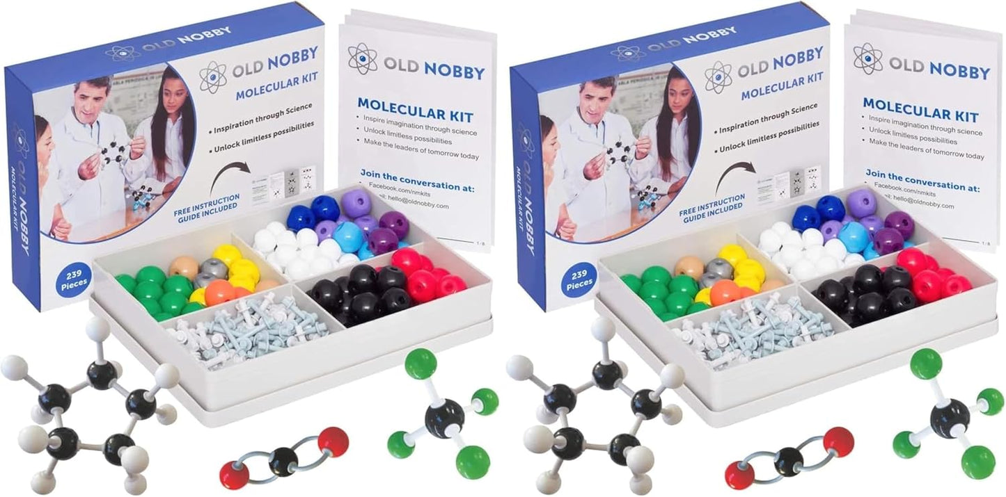 Lessons in Chemistry Model Kit - 239 Pc Molecular Set Organic Chemistry for Students - Complete Molecular Model Kit for STEM, Visualizing Atoms, Bonds and Structures (Pack of 2)