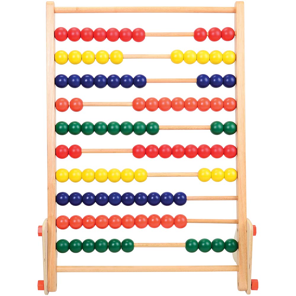 Giant Standing Wooden Abacus for Kids, Oversized Wood Counting Frame with 100 Bright Beads, Ages 12 Months+