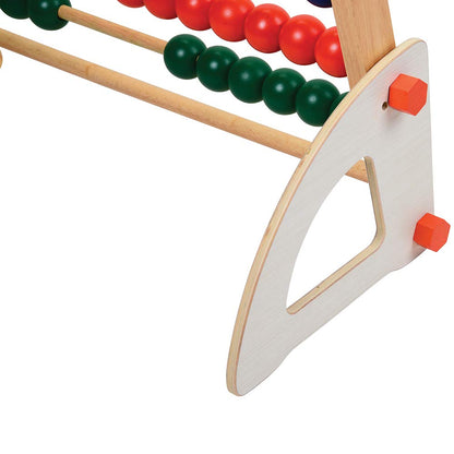 Giant Standing Wooden Abacus for Kids, Oversized Wood Counting Frame with 100 Bright Beads, Ages 12 Months+